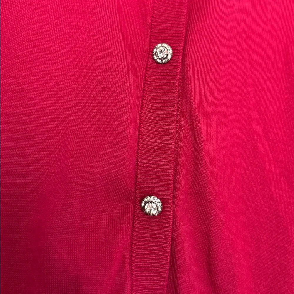 Dolce & Gabbana Raspberry Short Sleeve Cropped Cardigan with Diamond Buttons - Picture 4 of 9